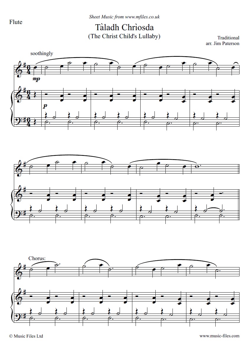 T​aladh Chr​i​osda (Christ Child's Lullaby) for Flute and Piano  - sheet music 1st page