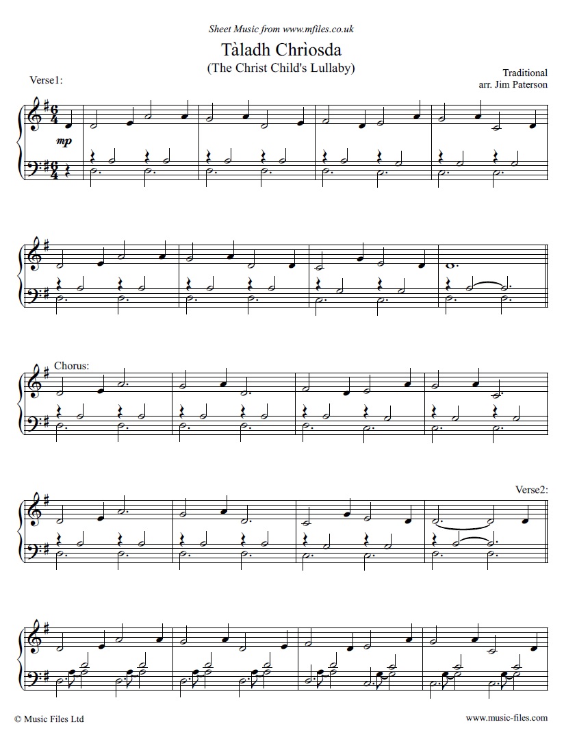 T​aladh Chr​i​osda (Christ Child's Lullaby) for Piano  - sheet music 1st page