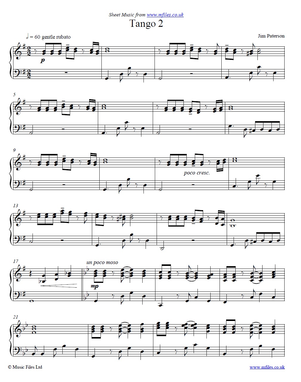 Itchy Tango Feet (Tango 2) by Jim Paterson for piano - sheet music 1st page