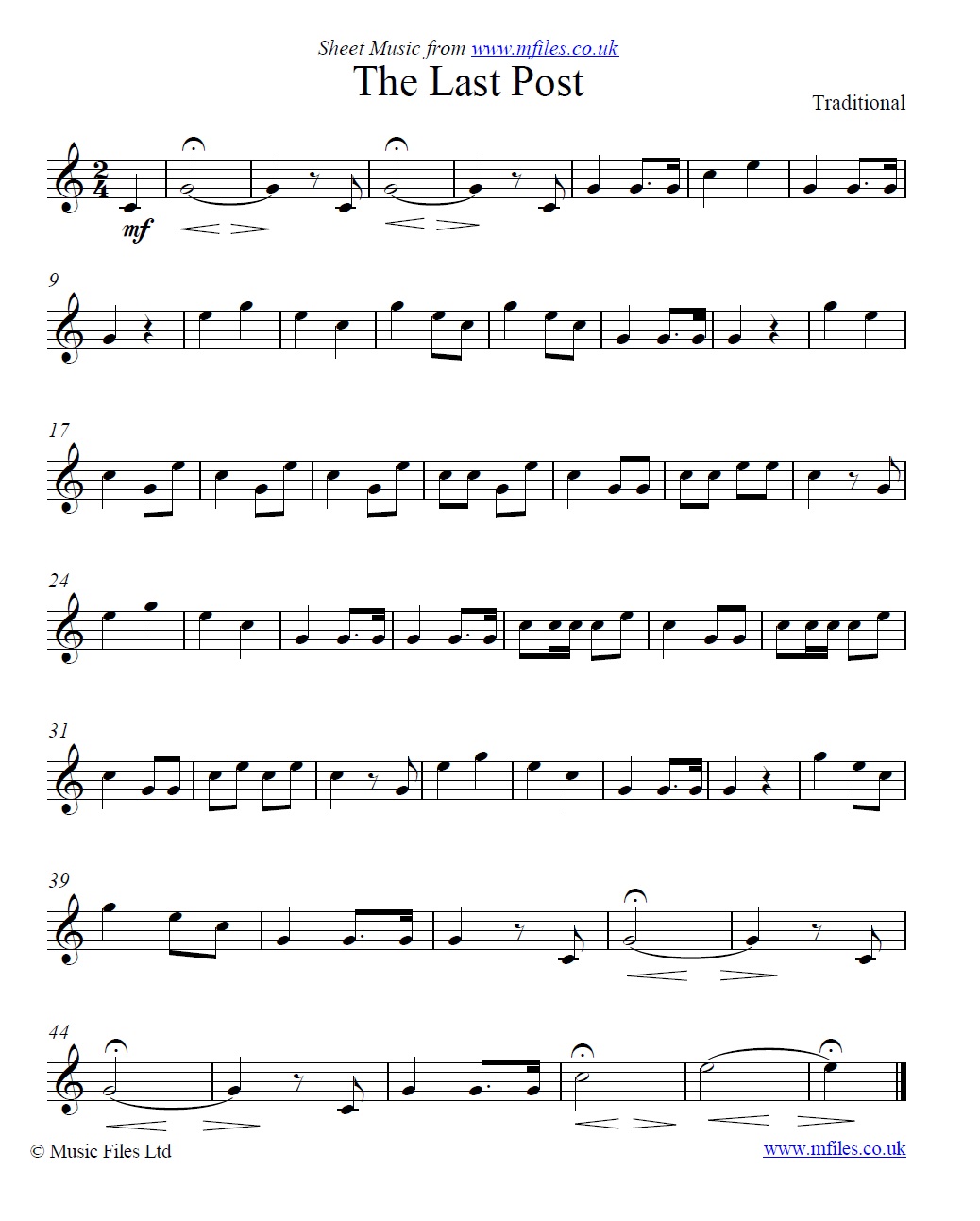 The Last Post (bugle call) - sheet music 1st page