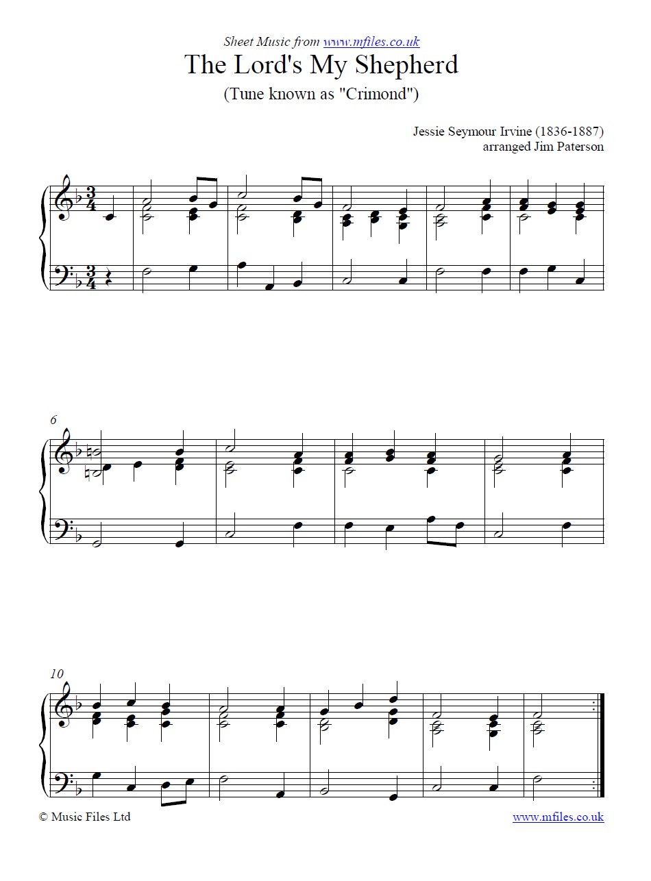 The Lord's My Shepherd for piano - sheet music 1st page