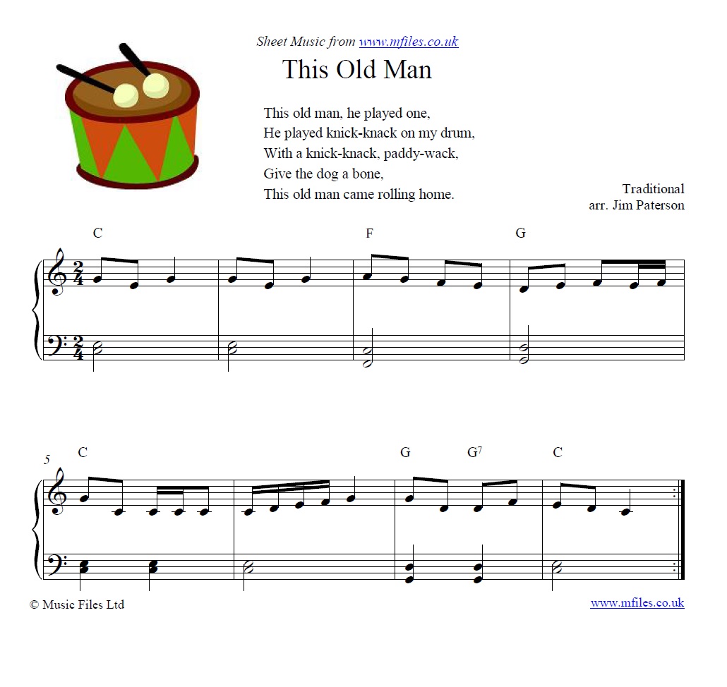 This Old Man for piano - sheet music 1st page