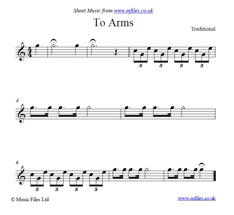 To Arms (bugle call) - sheet music 1st page