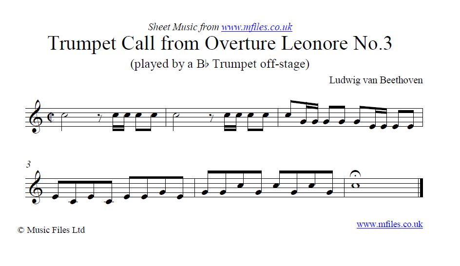 Beethoven's Trumpet call from the Concert Overture Leonore No.3 - sheet music 1st page