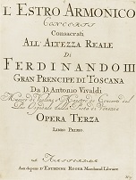 Vivaldi's L'Estro Harmonico: Title Page of the 1st Edition