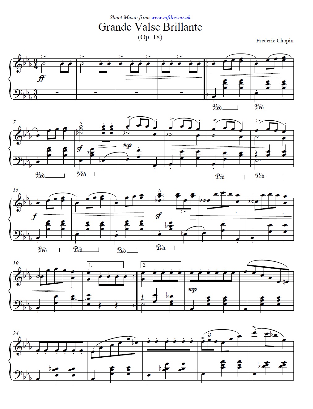 Chopin's Grande Valse Brillante Op.18 in E-flat for piano - sheet music 1st page