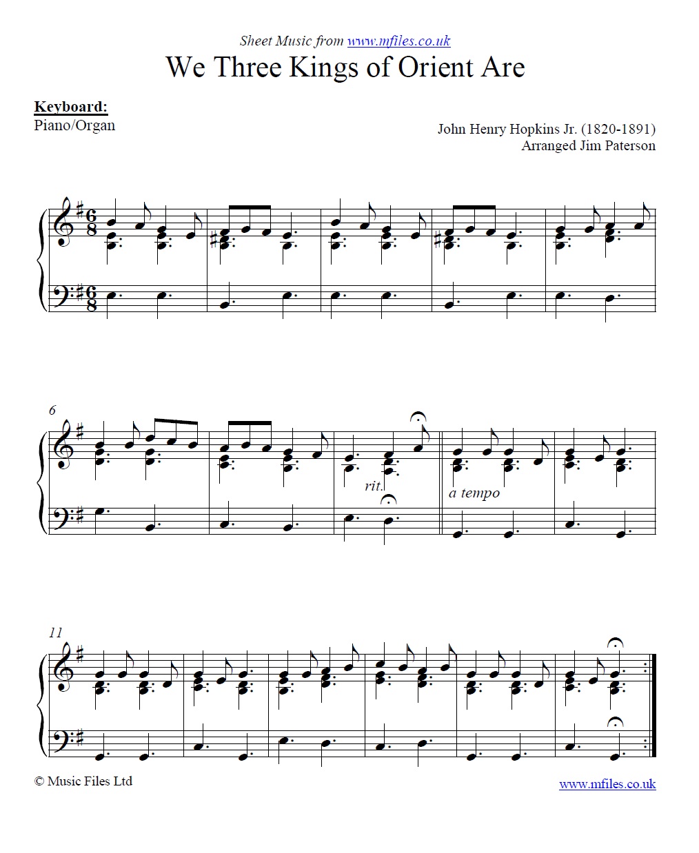 We Three Kings of Orient Are for piano - sheet music 1st page
