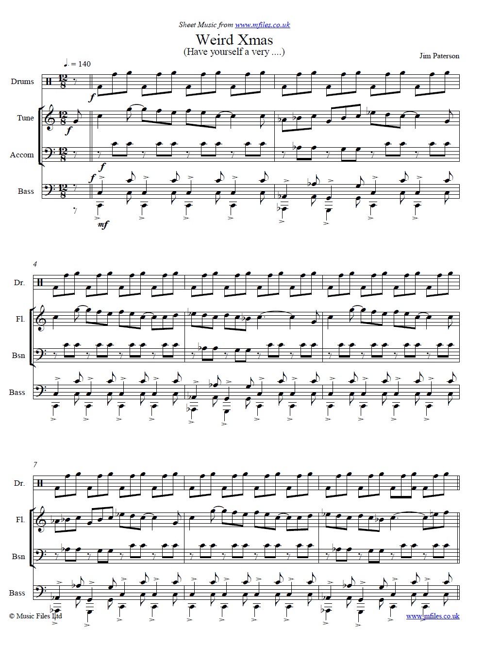Weird Xmas by Jim Paterson - sheet music 1st page