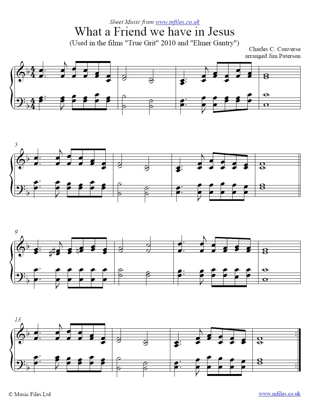 What A Friend We Have In Jesus for piano - sheet music 1st page